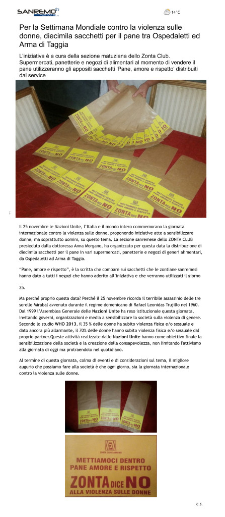 Per la Settimana Mondiale contro la violenza sulle donne, diecim
